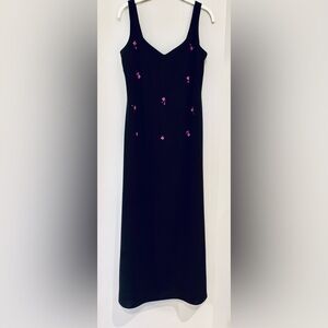 Evan Piccone 90’s Black Dress With Beaded Flowers NWT - SZ 6